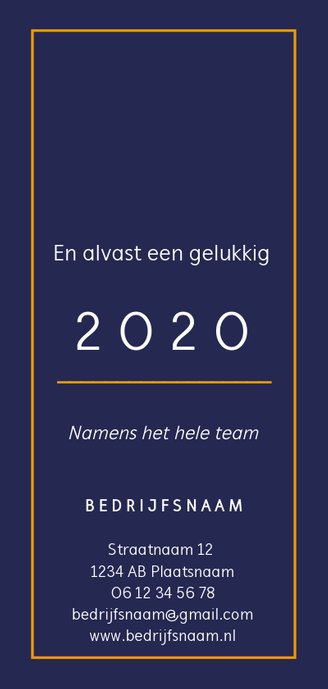 Kerstkaart modern goud met logo Achterkant