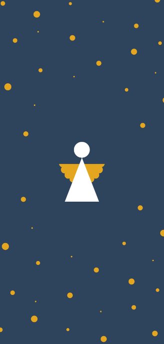 Kerstkaart modern met engel Achterkant