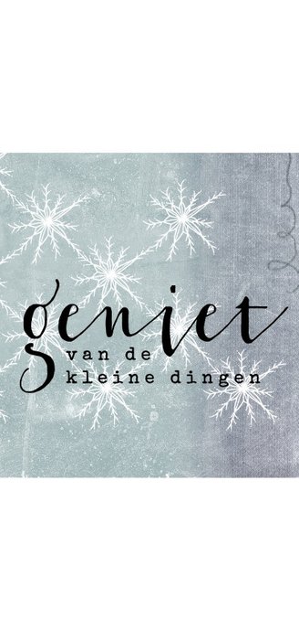 Kerstkaart modern met patroon van witte kristallen 3