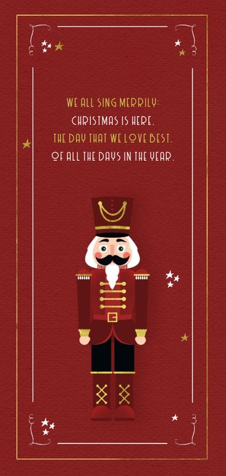 Kerstkaart notenkraker vintage rood kerst speelgoed 2