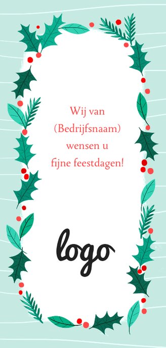Kerstkaart rendier groen Achterkant