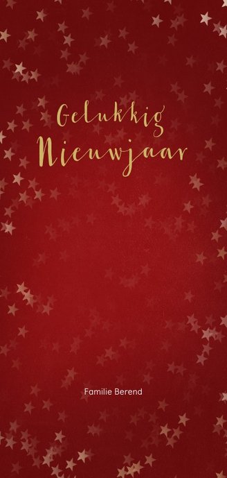 Kerstkaart rood en kerstster van goud - Een gouden kerst Achterkant