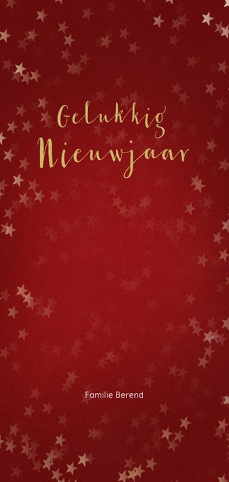 Kerstkaart rood en kerstster van goud - Een gouden kerst Achterkant