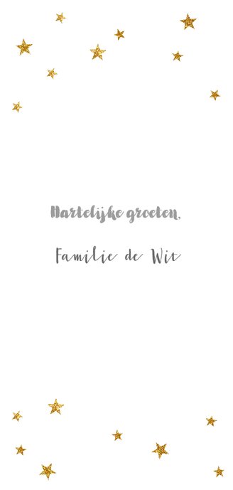 Kerstkaart sterretjes typografie langwerpig - BC Achterkant