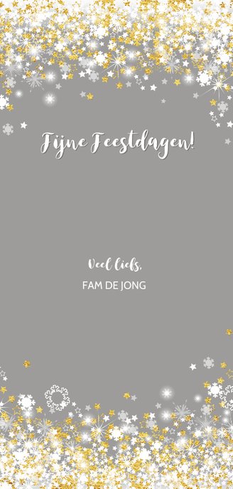 Kerstkaart stijlvolle fotokader met sterren en twinkelingen Achterkant
