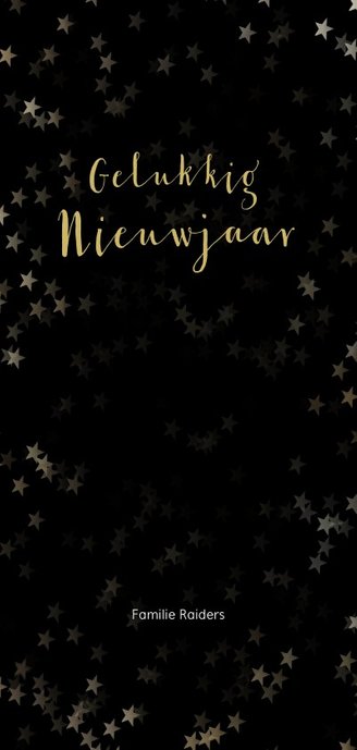Kerstkaart zwart en kerstster van goud - Een gouden kerst Achterkant