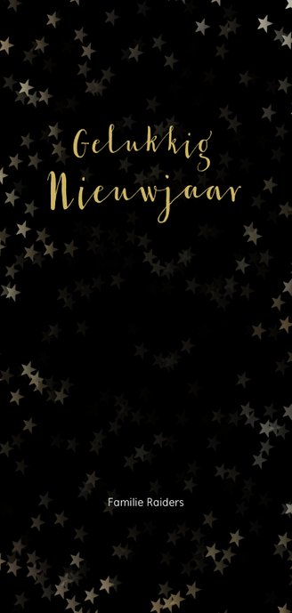 Kerstkaart zwart en kerstster van goud - Een gouden kerst Achterkant