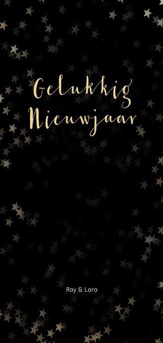 Kerstkaart zwart langwerpig sneeuwvlok - Een gouden kerst Achterkant