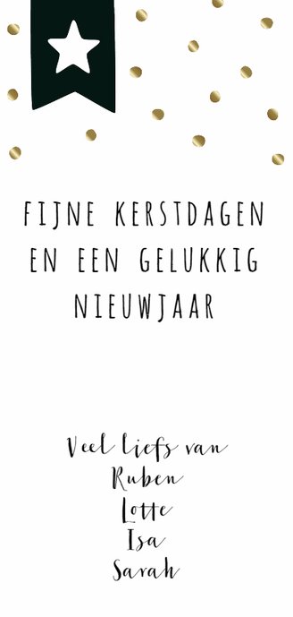 Kerstkaart zwartwit "Sparkle" Achterkant
