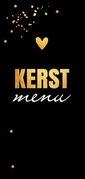 Kerstmenukaart confetti hartjes goudlook 2