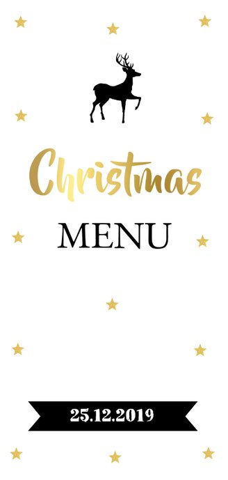 Kerstmenukaart langwerpig sterren goud banner 2