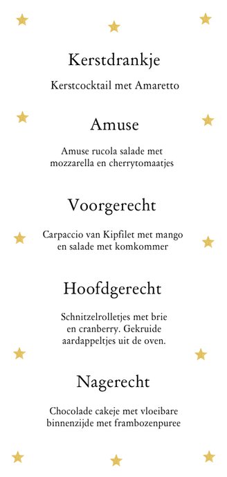 Kerstmenukaart langwerpig sterren goud banner 3