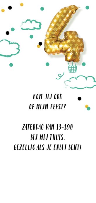 Kinderfeestje ballon vier jaar 3