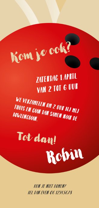 Kinderfeestje bowlingbal en kegels Achterkant