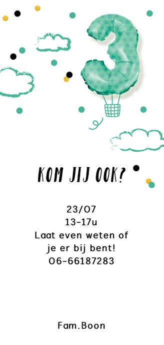 Kinderfeestje drie jaar jongen luchtballon confetti 3