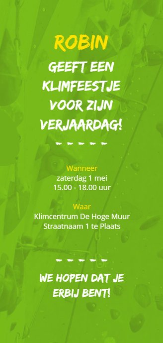 Kinderfeestje klimmuur Achterkant