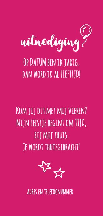 Kinderfeestje roze langwerpig Achterkant