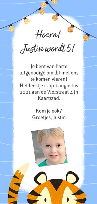 Kinderfeestje Tijger Achterkant