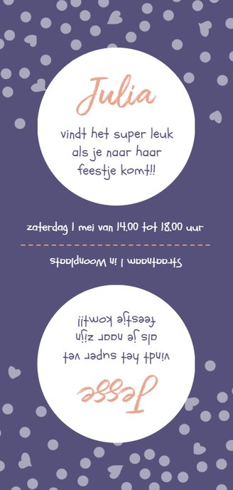 Kinderfeestje tweeling gedraaid Achterkant