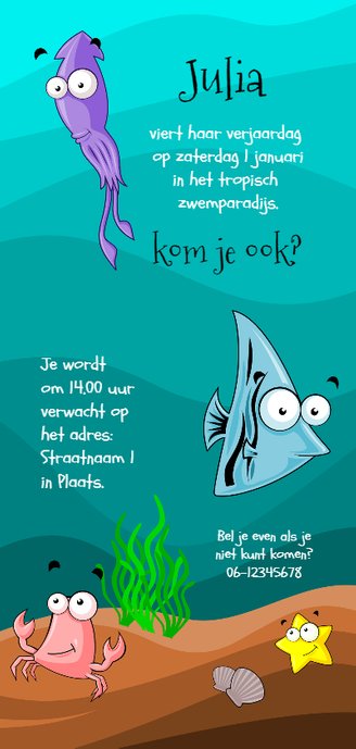 Kinderfeestje zeemeermin Achterkant