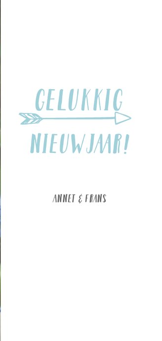 Langwerpige nieuwjaars fotokaart met wit en gouden confetti 3