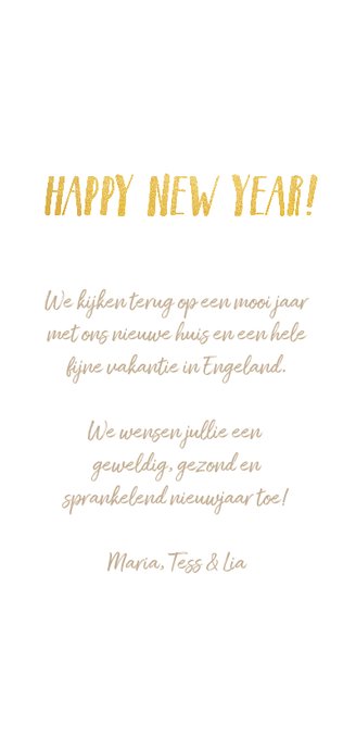 Langwerpige nieuwjaarskaart met fotocollage met 8 fotos 3
