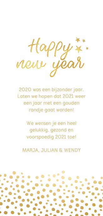 Langwerpige nieuwjaarskaart met schuine foto Achterkant