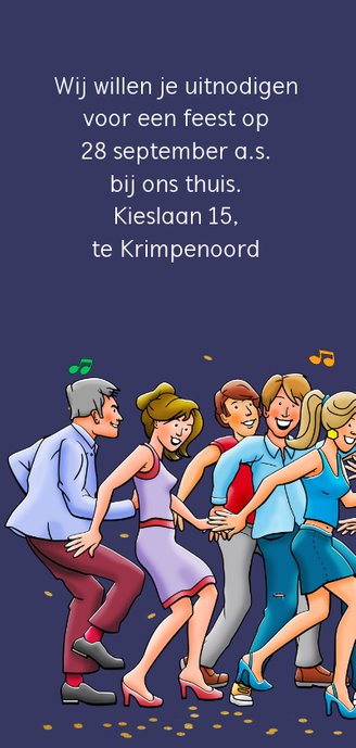 Leuke uitnodiging voor een feest met dansende vrienden 2
