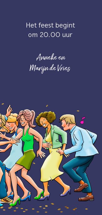 Leuke uitnodiging voor een feest met dansende vrienden 3