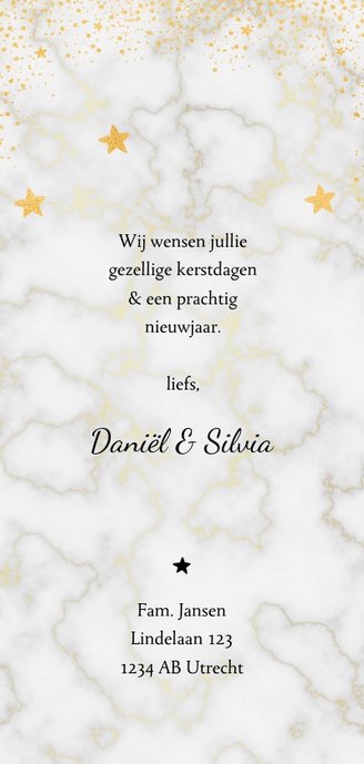 Marmer & goud kerstkaart Achterkant