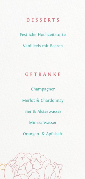 Menue-Karte mit Pfingstrosen 3