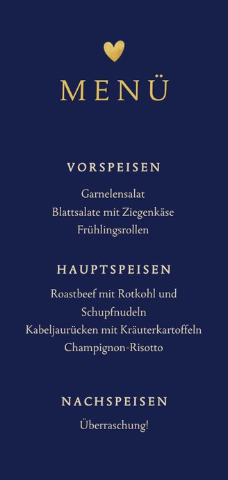 Menükarte Hochzeit Herz aus Fingerabdrücken 3