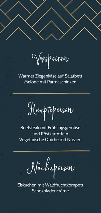 Menükarte Jugendweihe grafisch blau Rückseite
