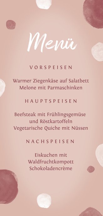 Menükarte Konfirmation gemaltes Kreuz Rückseite