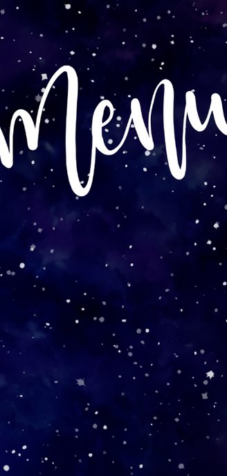 Menükarte zum Hochzeitsdinner im Galaxy Design 2