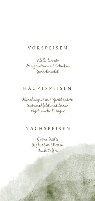 Menükarte zur Hochzeit Aquarell & Zweige 3
