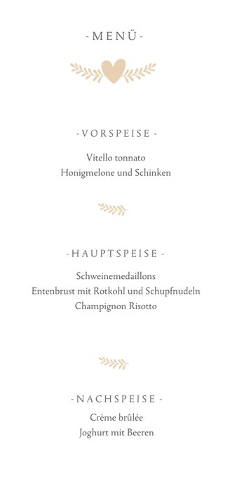 Menükarte zur Hochzeit mit Fotos und Herzen 3