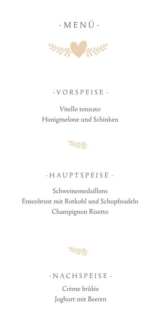 Menükarte zur Hochzeit mit Fotos und Herzen 3