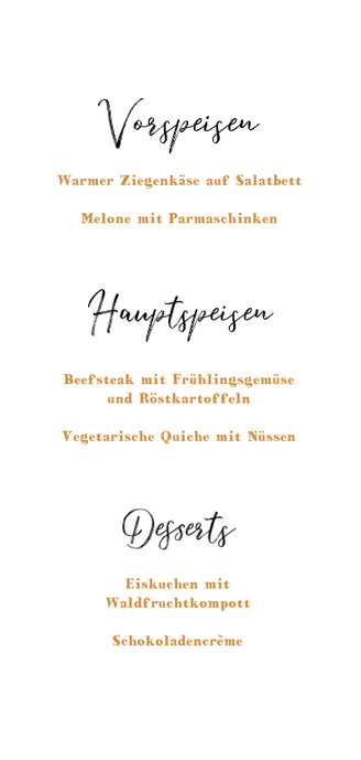 Menükarte zur Jugendweihe Foto Rückseite