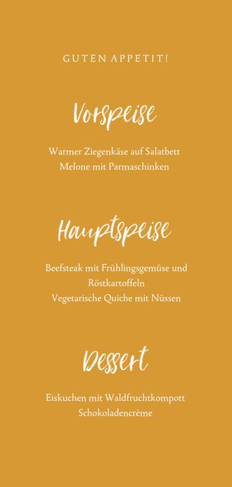 Menükarte zur Kommunion eigenes Foto Handschrift Rückseite