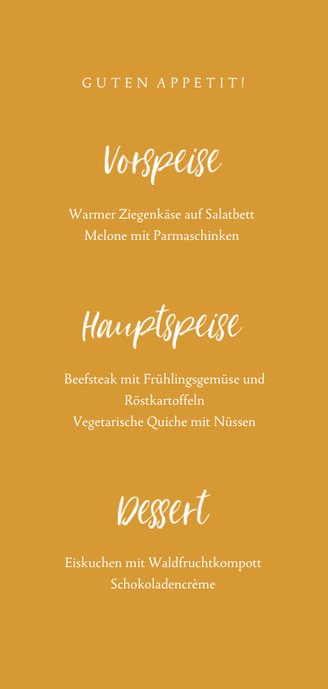 Menükarte zur Kommunion eigenes Foto Handschrift Rückseite