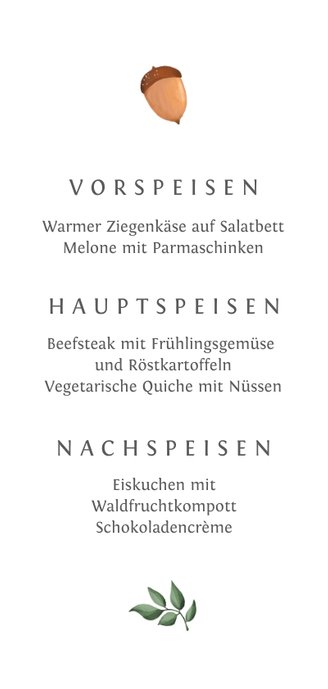 Menükarte zur Taufe Herbstlook Rückseite