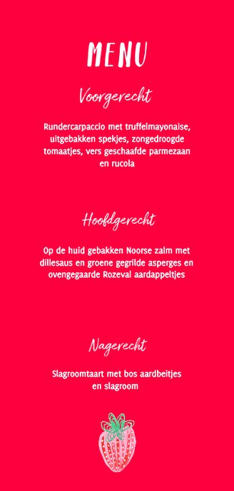 Menukaart 21 diner feest aardbeien 3