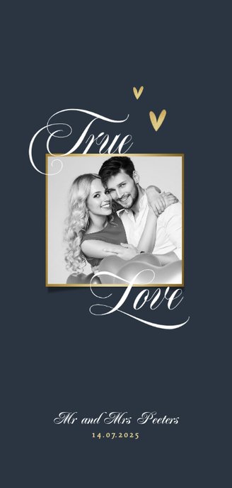 menukaart bruiloft hartje true love foto stijlvol chique Achterkant