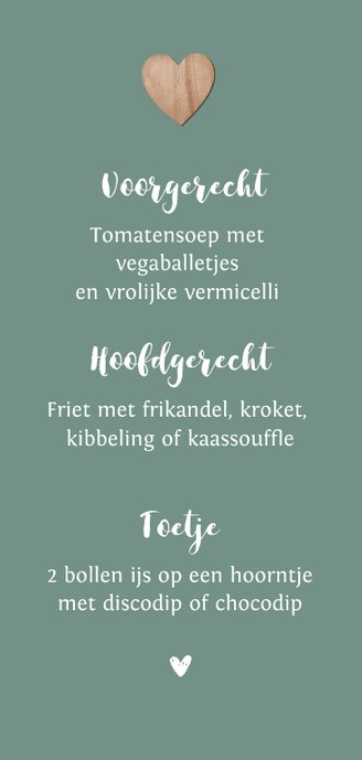 Menukaart communie lentefeest hartje hout Achterkant