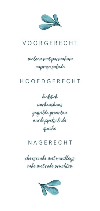 Menukaart geschilderde bladeren langwerpig 3
