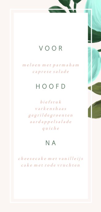 Menukaart geschilderde takken en kader 3