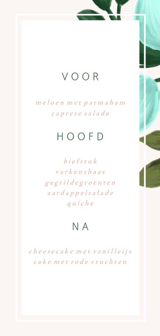 Menukaart geschilderde takken en kader 3