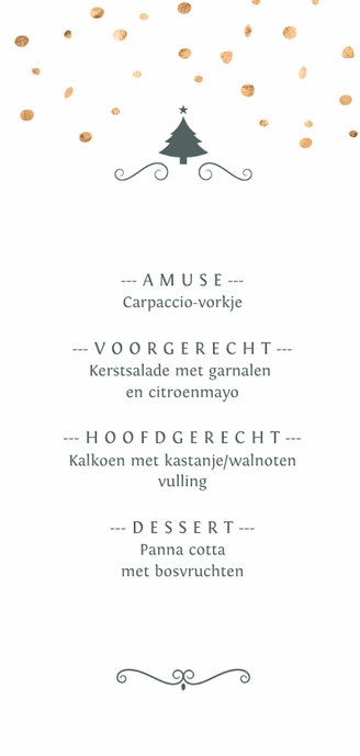 Menukaart kerst groen met confetti 3