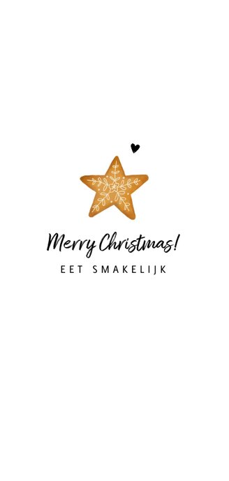 Menukaart kerstdiner met kerstkoekje en takjes Achterkant